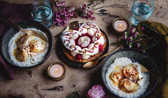 Menu Saint-Valentin avec des Saint-Jacques